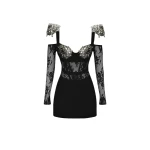 Loulou Brand Swing Time Lace Details Crepe Minidress32991 nobg