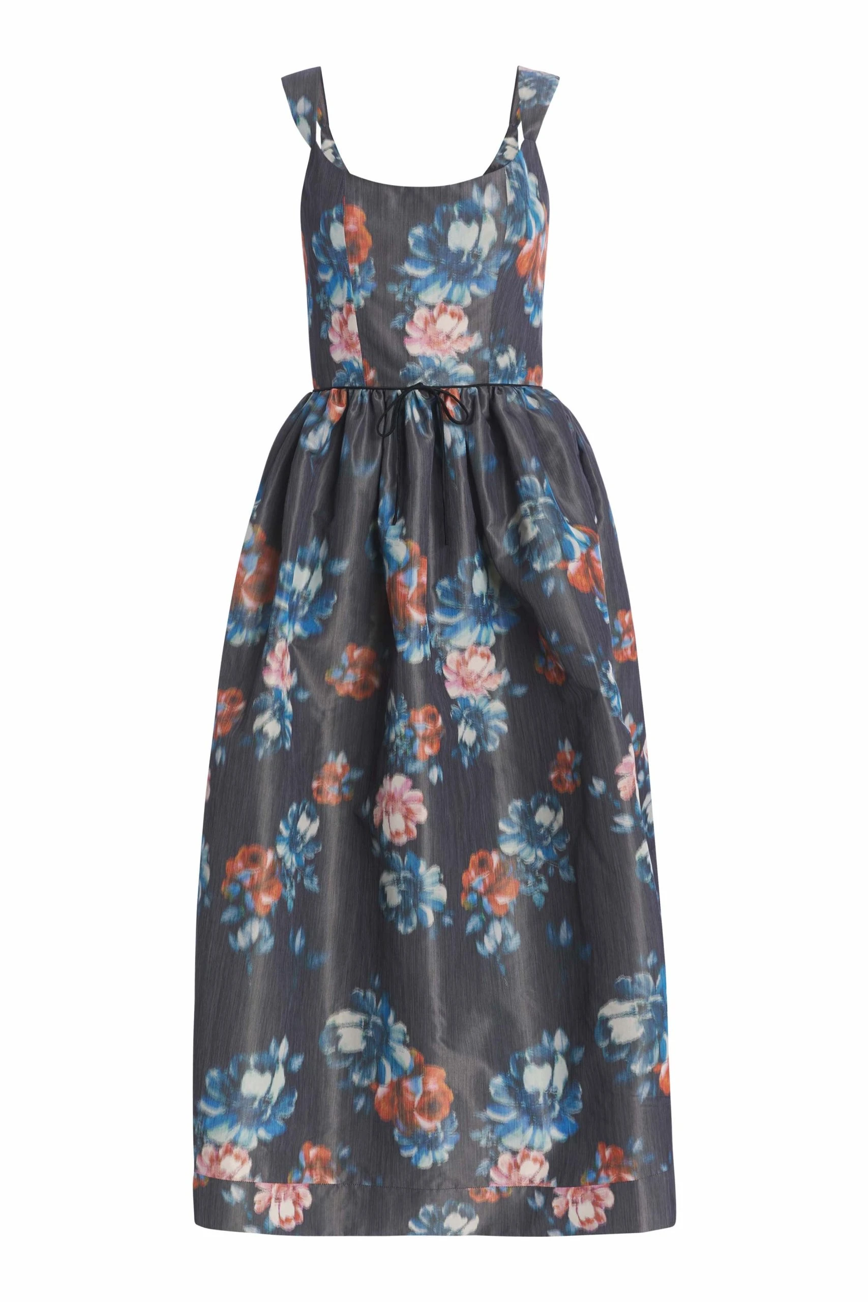 Markarian Apple Dark Floral Ikat Full Skirted Corset Dress Markarian