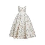 Markarian Fiorela Off White Vine Ikat Strapless Midi Dress Markarian