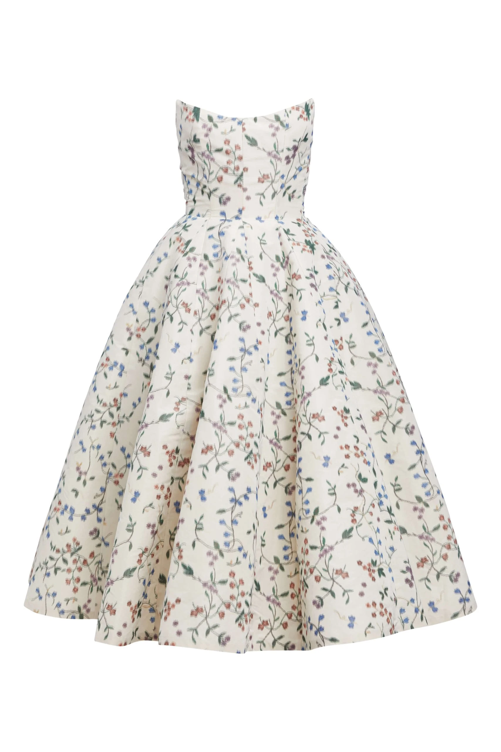 Markarian Fiorela Off White Vine Ikat Strapless Midi Dress Markarian