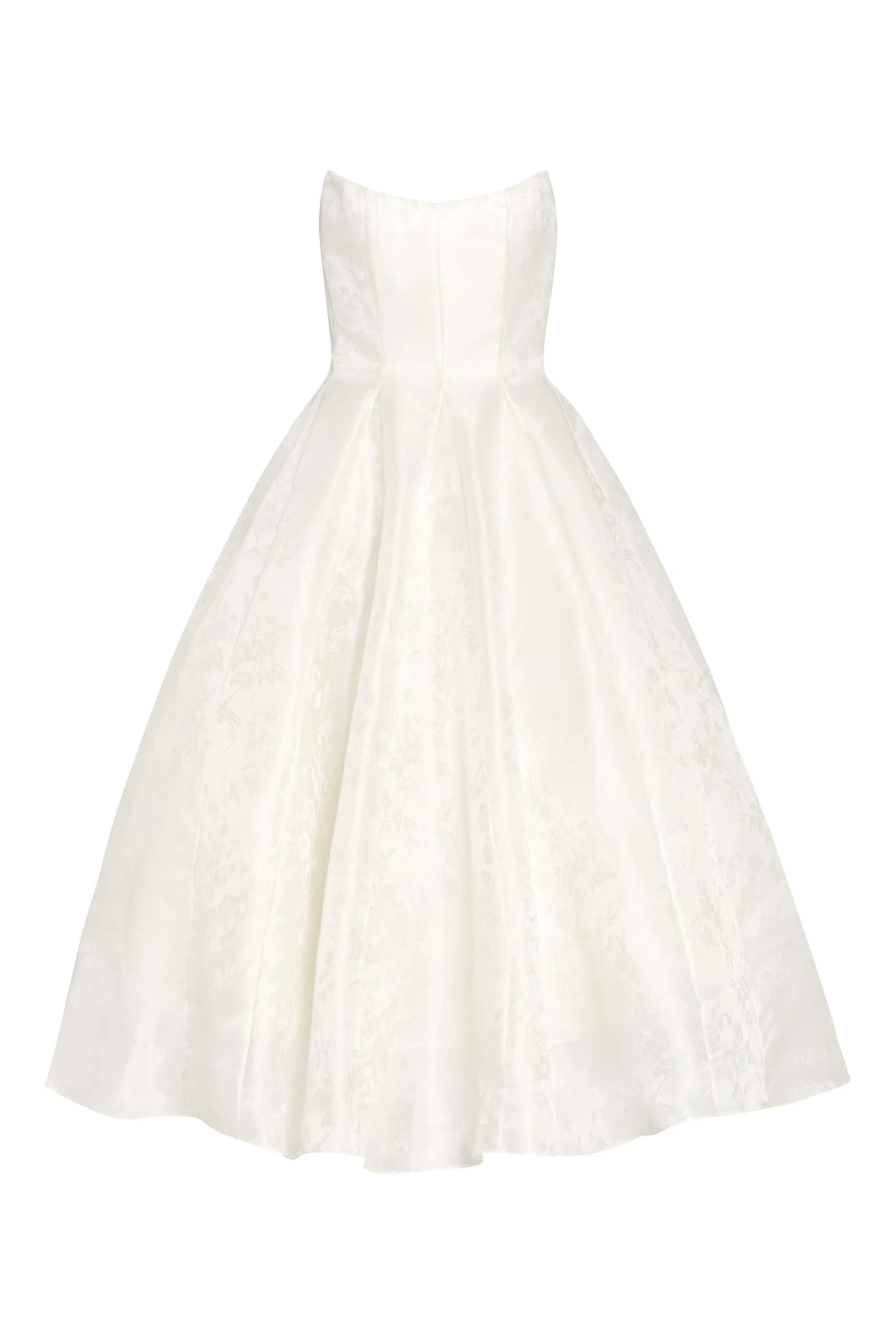 Markarian Fiorela White Floral Jacquard Strapless Midi Dress Markarian