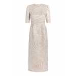 Markarian Gladys Metallic Swirl Brocade Short Sleeve Midi Dress Markarian