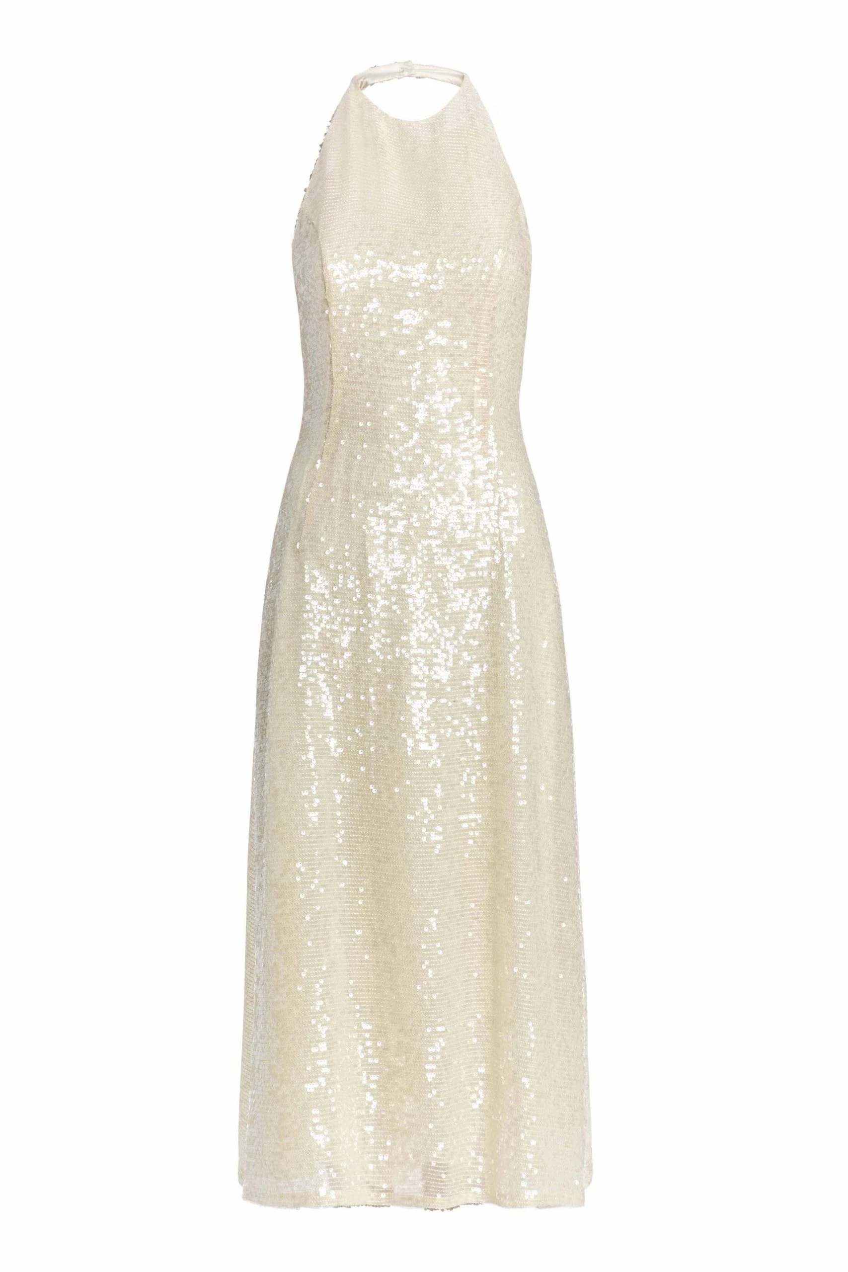 Markarian Lucille Champagne Sequin Halter Dress Markarian