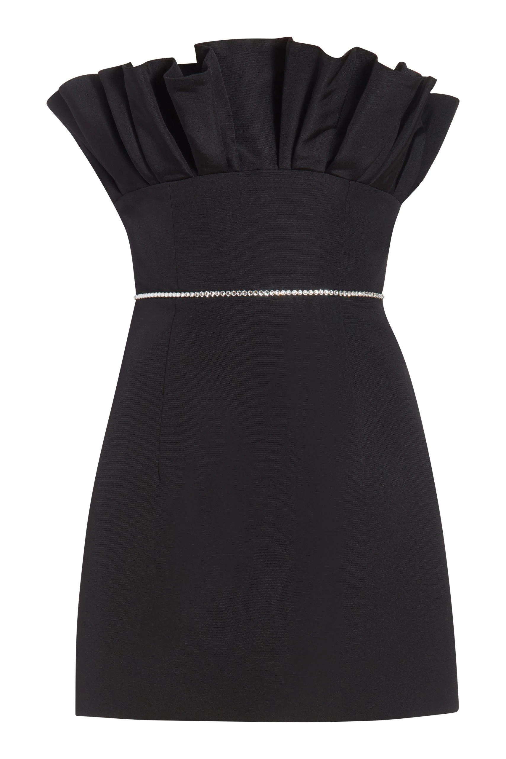Markarian Thunderbird Black Silk Faille Mini Dress With Crystal Trim Markarian