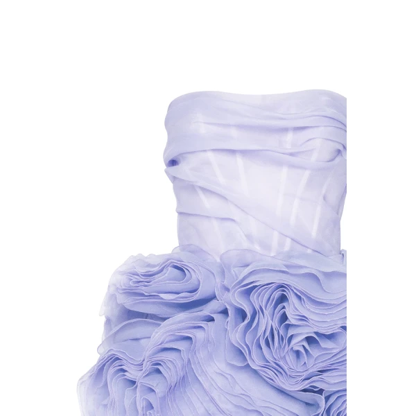 Appliquéd organza lavender mini dress - Image 7