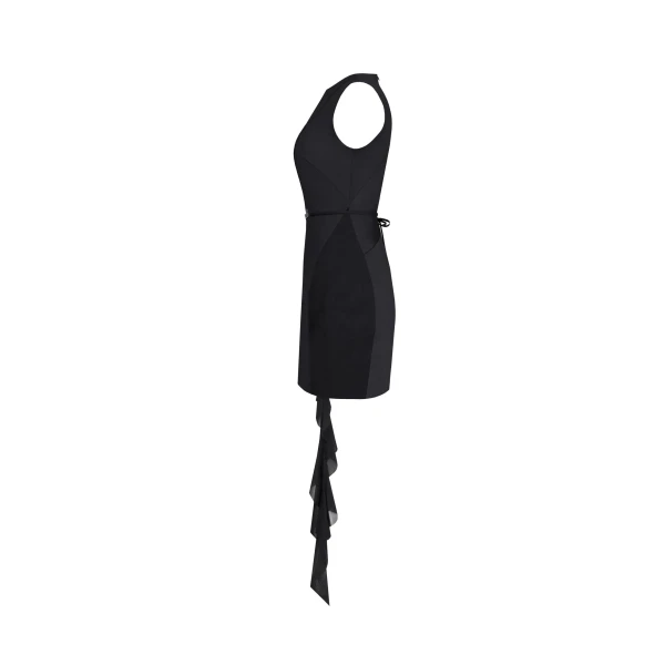 Astonishing one-shoulder mini dress with sheer inserts in black, Xo Xo - Image 7