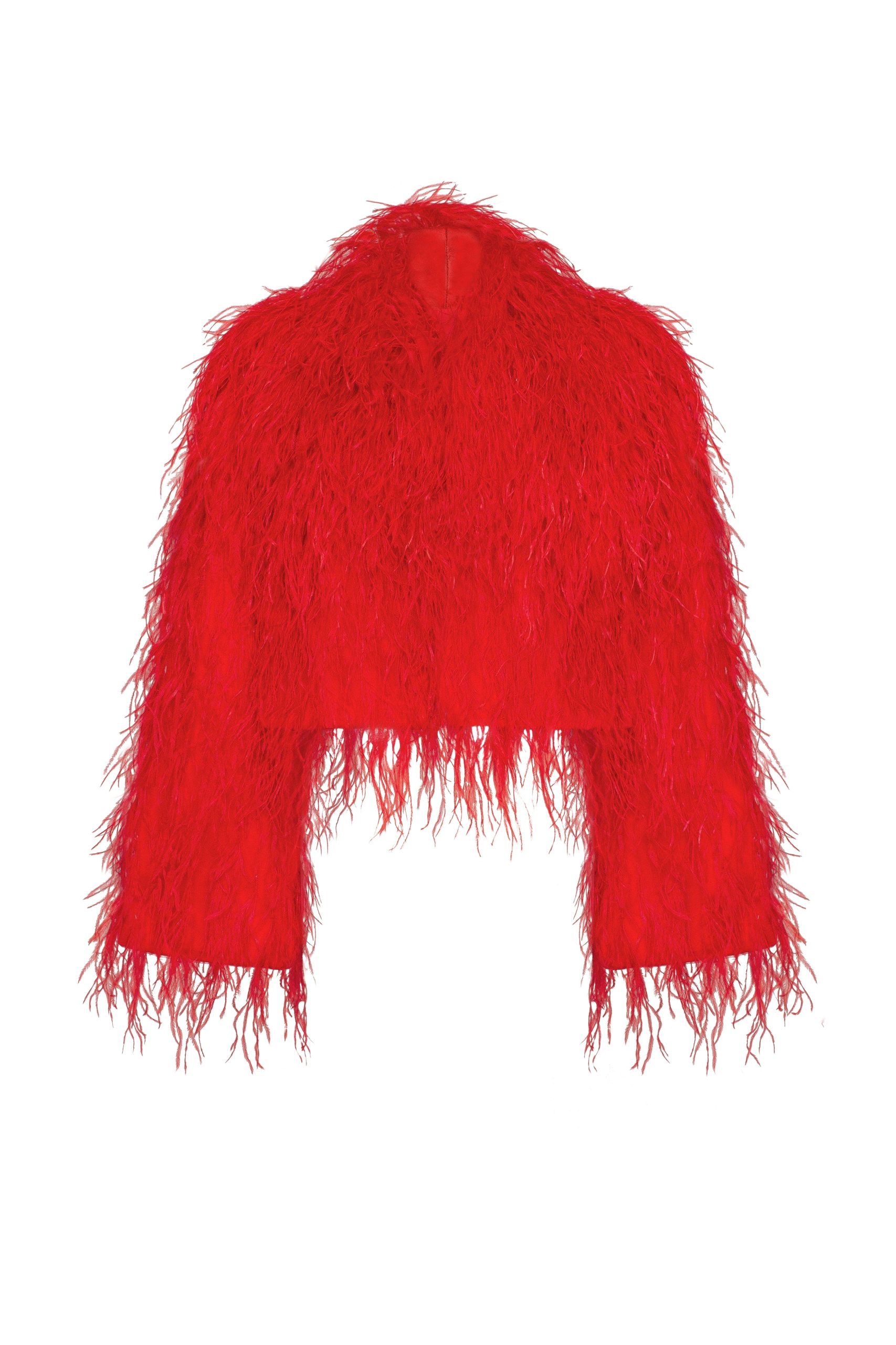 Milla Bizarre red feather-trimmed coat, Xo Xo