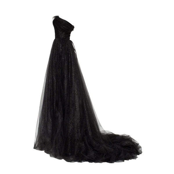 Black Long off-the-shoulder neckline maxi dress - Image 7