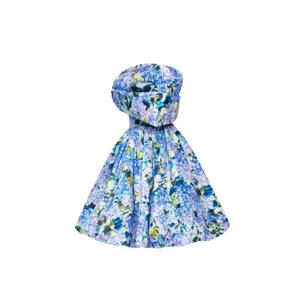 Blue Hydrangea bow-detailed mini dress - Image 7