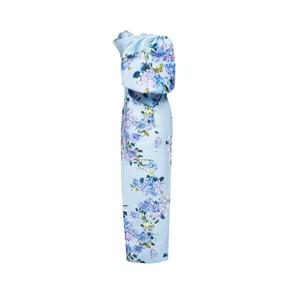 Blue Hydrangea puff-sleeve midi dress - Image 7
