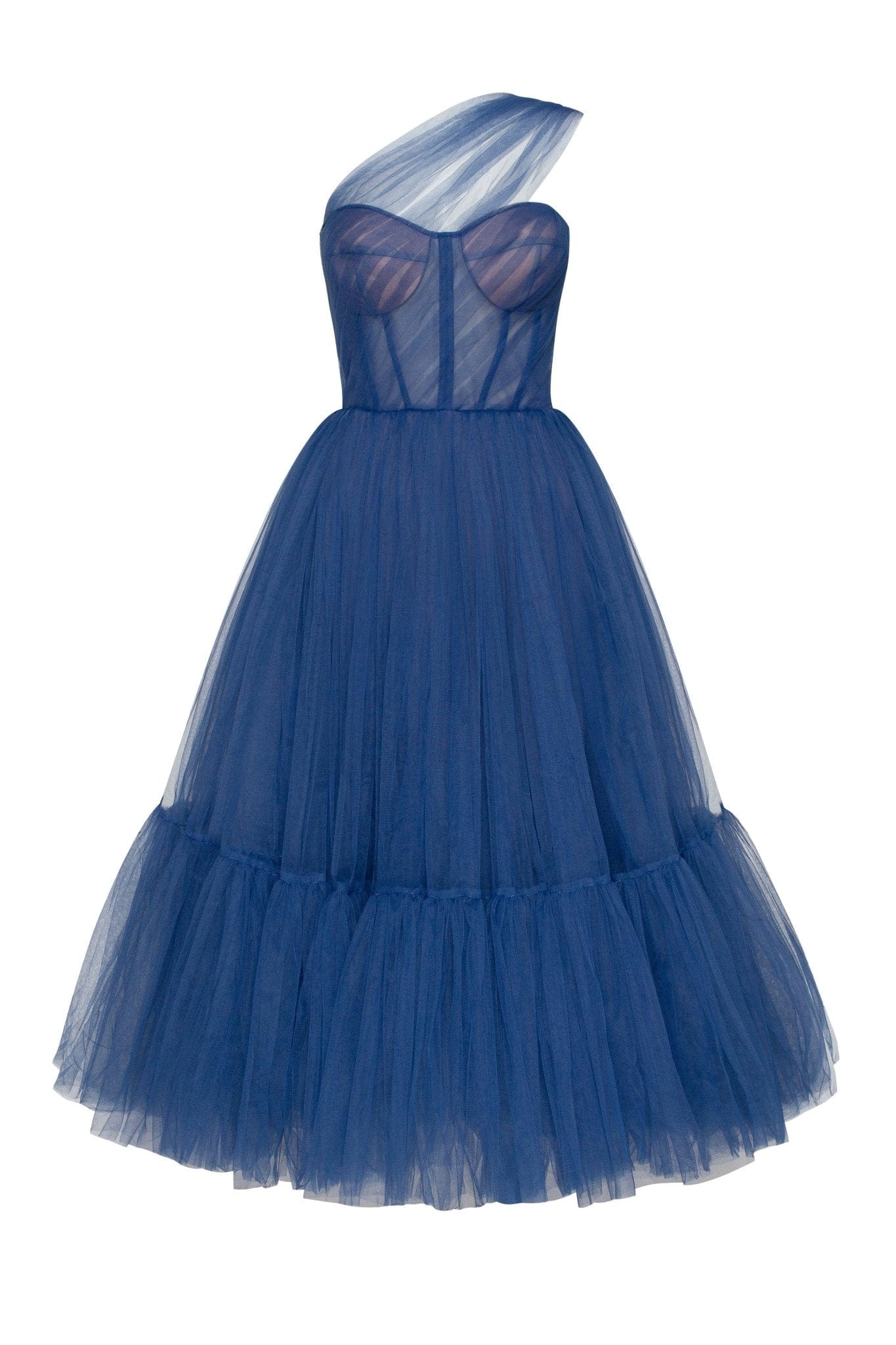 Milla Blue One-Shoulder Cocktail Tulle Dress