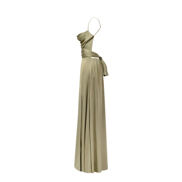 Boudoir olive silk slip dress - Image 7