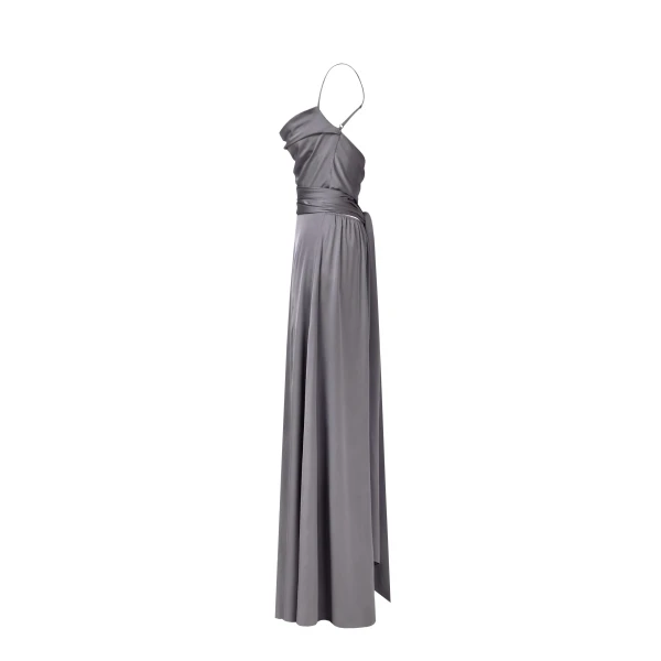 Boudoir silver silk slip dress - Image 7