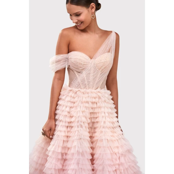Charming ball gown with the frill-layered ombre maxi skirt - Image 7