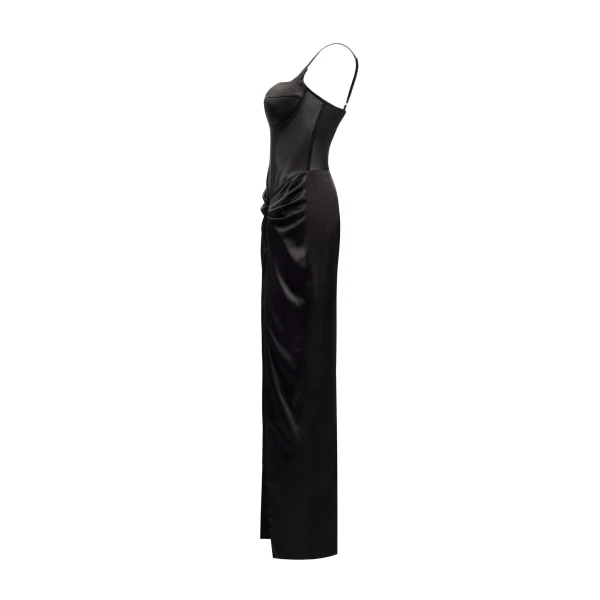 Chic satin maxi dress with semi-transparent bodice - Image 7