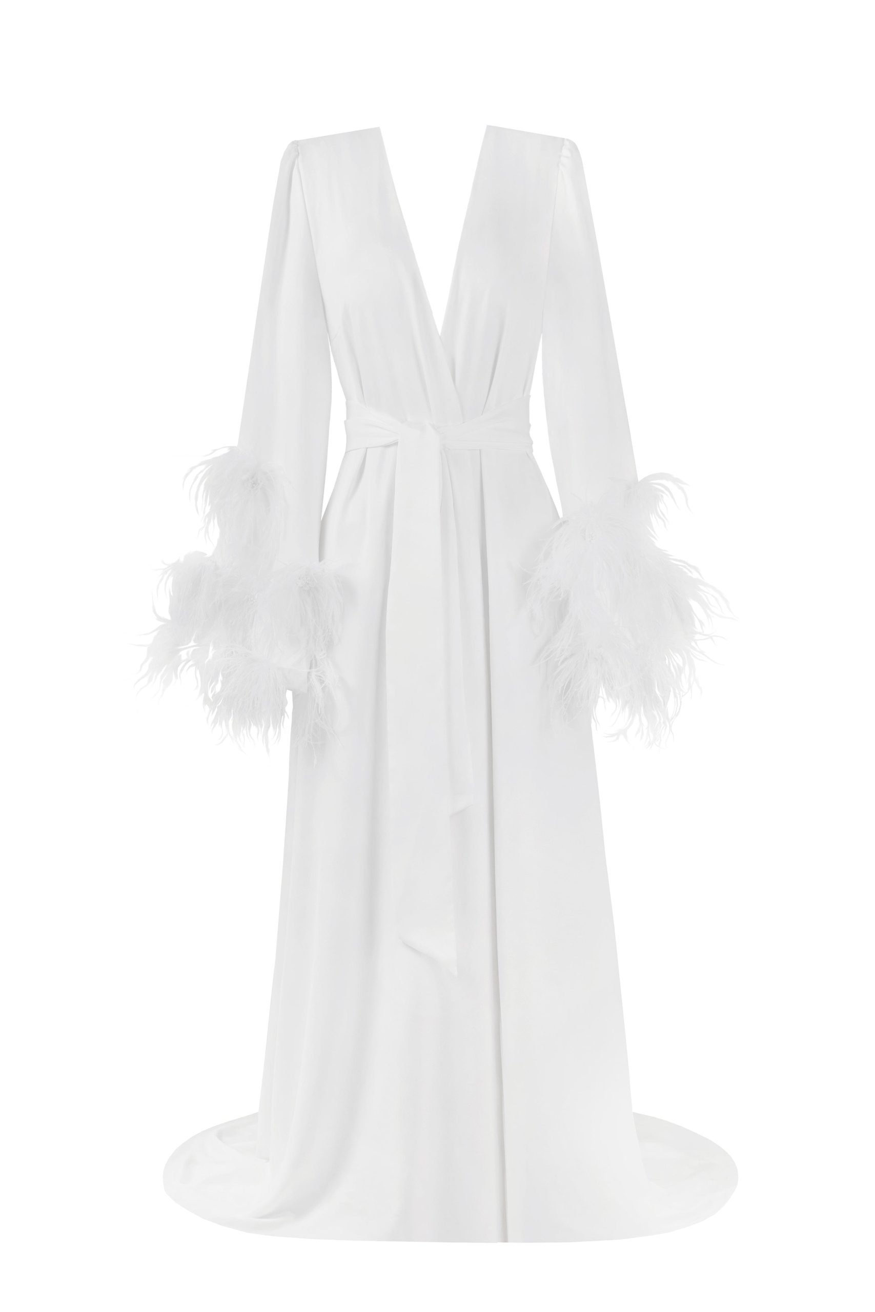 Milla Delicate feather-trimmed satin robe