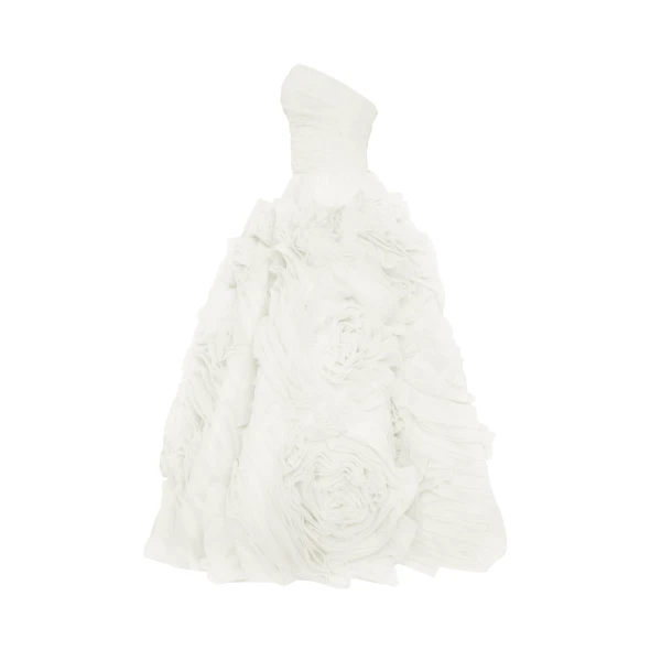 Dramatically flowered tulle dress in white - Image 7