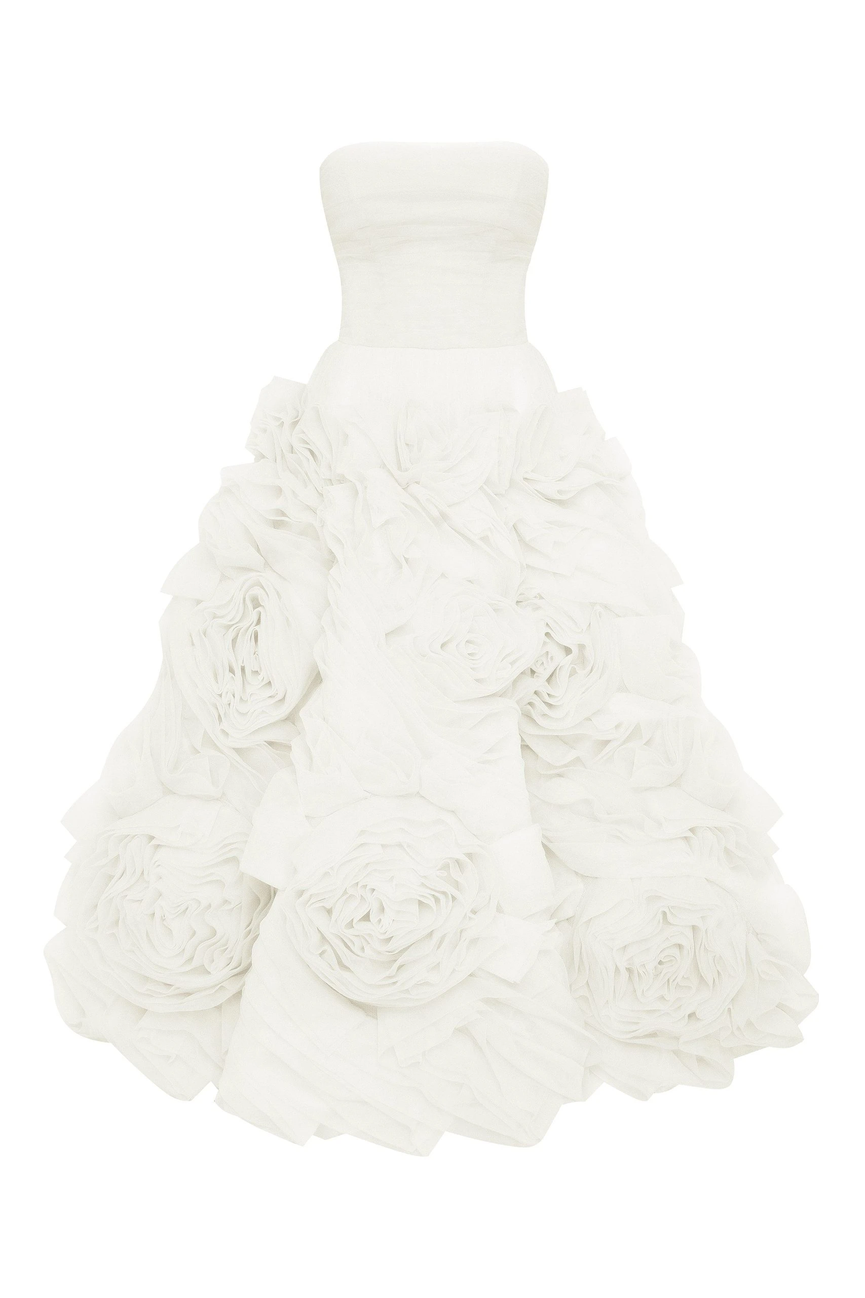 Milla Dramatically flowered tulle dress in white Milla dress