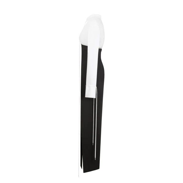 Elegant 3-piece set with white silk blouse, white mini skirt, and black crepe maxi skirt, Xo Xo - Image 7