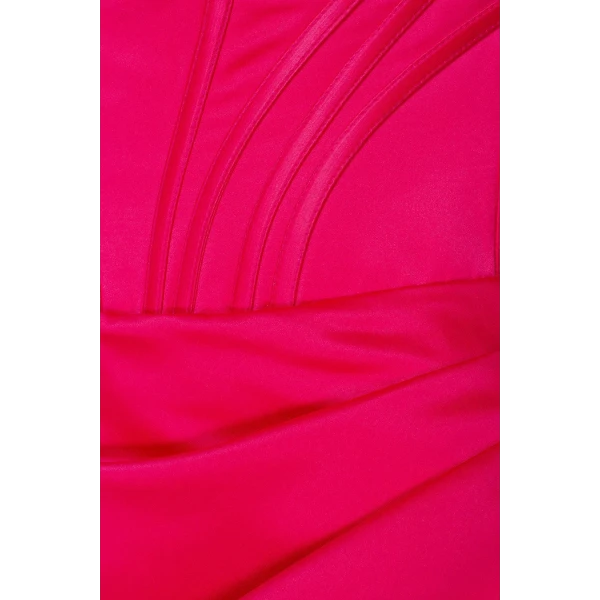 Fuchsia Princess strapless gown with thigh slit - Image 7