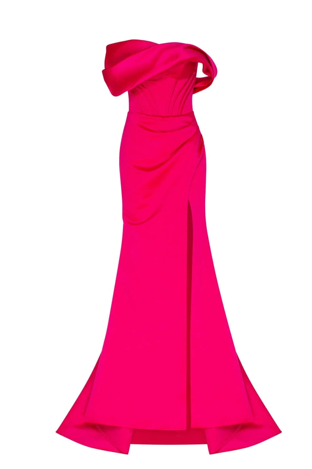 Milla Fuchsia Princess strapless gown with thigh slit Milla dress