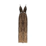 Milla Gala-worthy beige maxi dress covered in black sequined ornament Milla dress