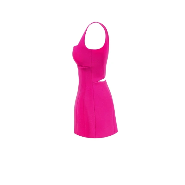 Glossy ultra mini dress in pink with cutouts - Image 7