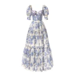 Milla Hydrangea Feminine voluminous sheer sleeves dress Milla dress