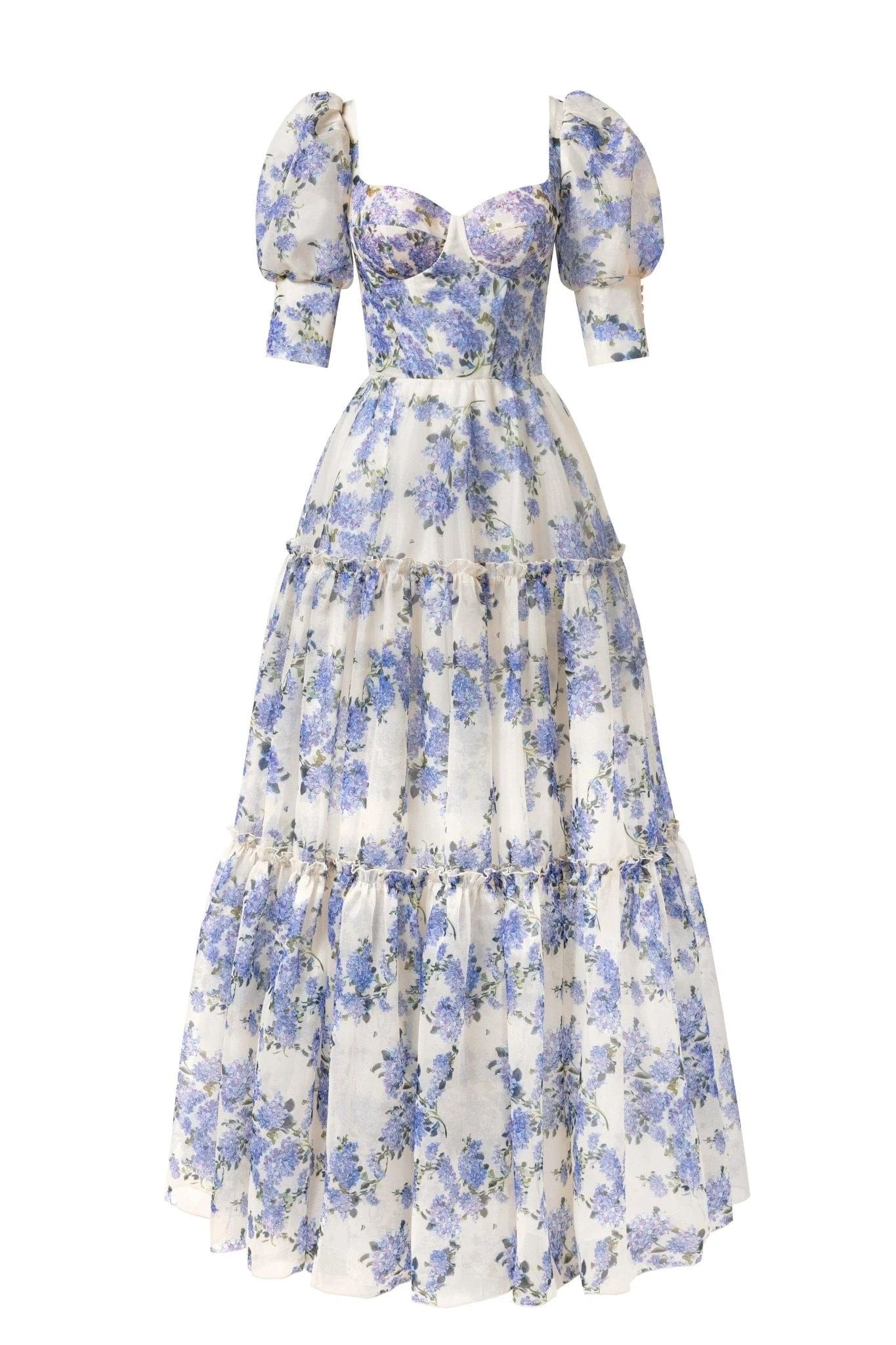Milla Hydrangea Feminine voluminous sheer sleeves dress Milla dress