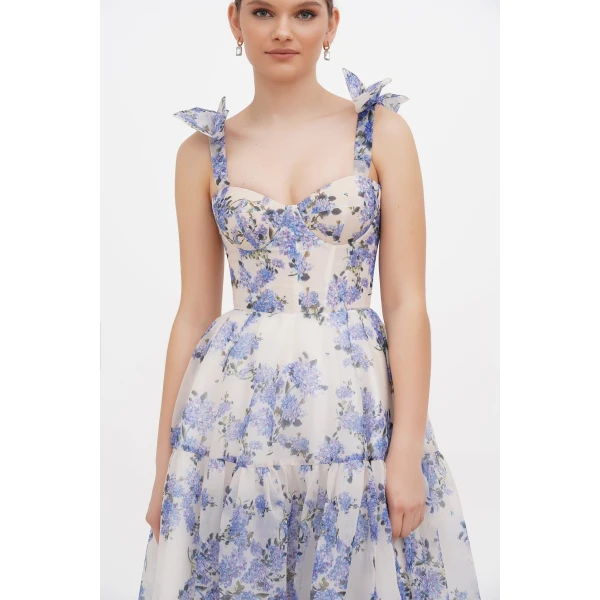 Hydrangea Tender floral maxi tie-strap dress - Image 7