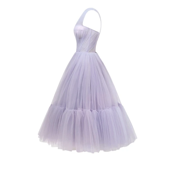 Lavender One-Shoulder Cocktail Tulle Dress - Image 7