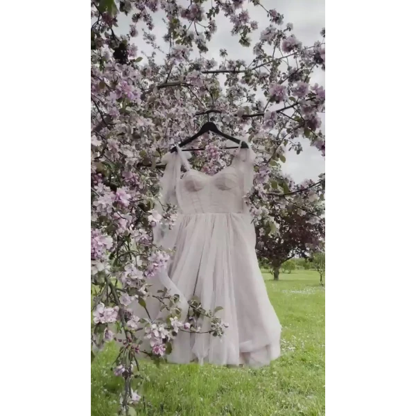 Misty Rose Sparkly off-the-shoulder tulle dress - Image 7