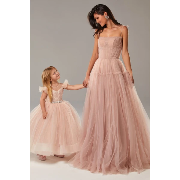 Misty Rose Tie-straps tulle prom dress - Image 7