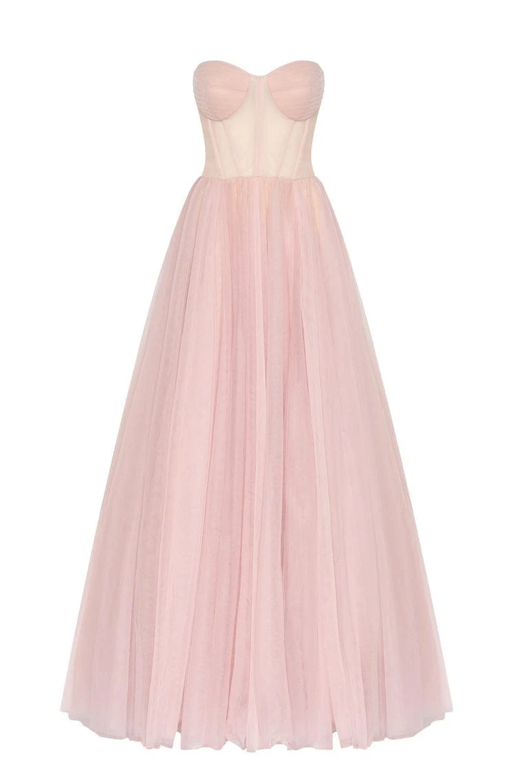 Milla Misty Rose Tulle Maxi Dress with a Corset Bustier Milla dress