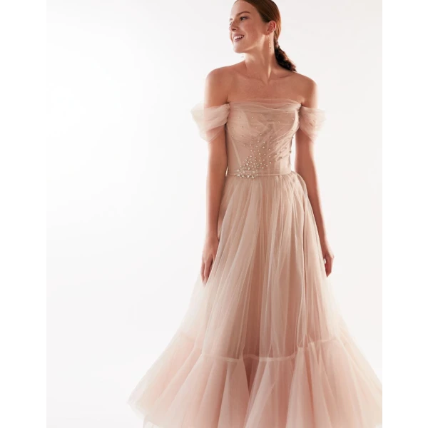 Off-the-Shoulder Cocktail Tulle Dress - Image 7