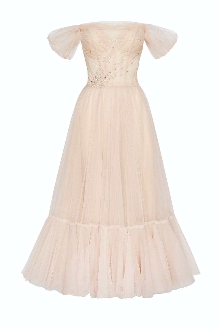 Milla Off-the-Shoulder Cocktail Tulle Dress