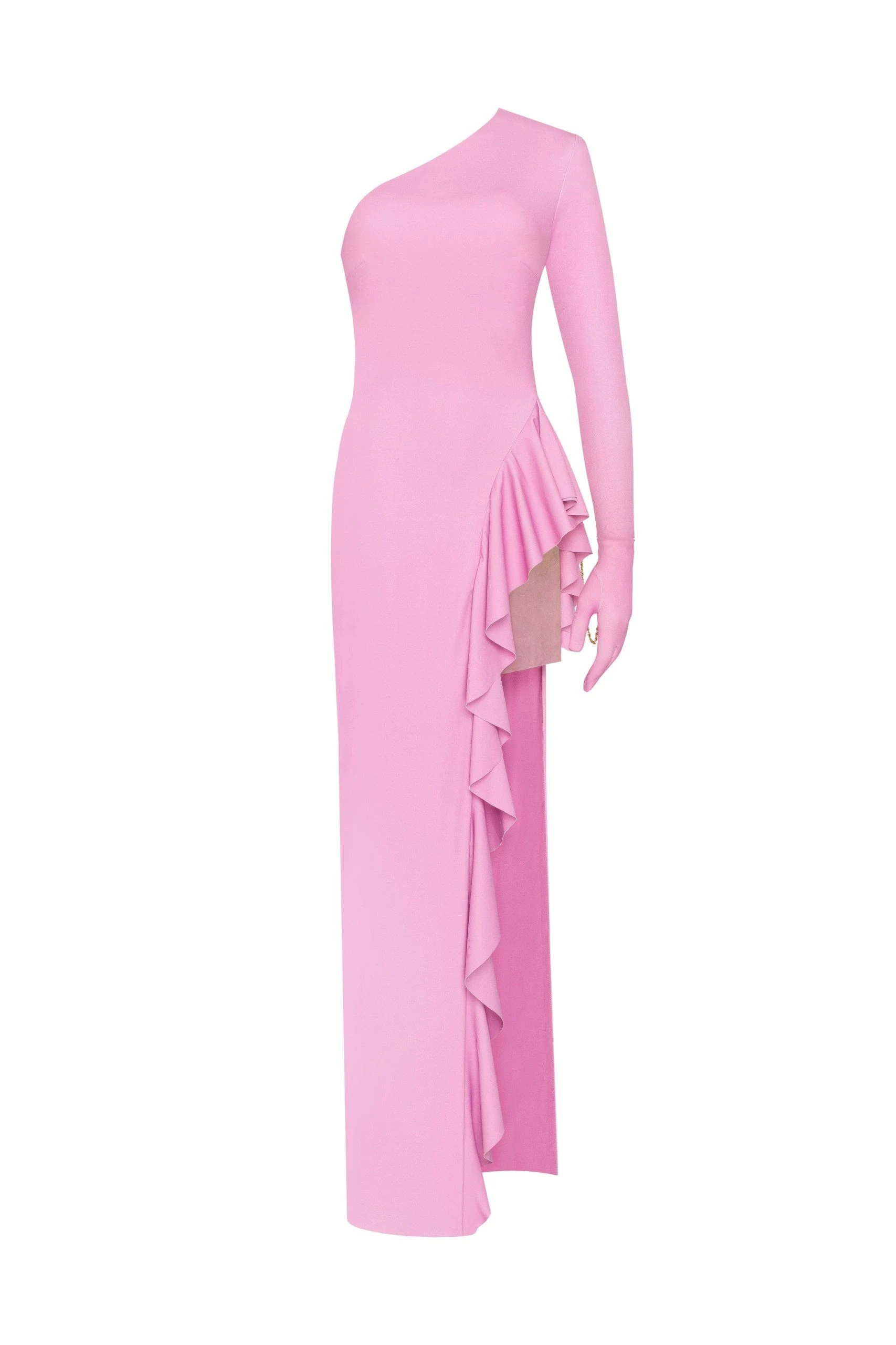 Milla One-shoulder ruffle-trimmed maxi dress in pink Milla dress