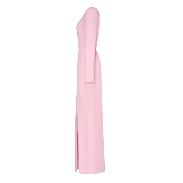 Pink Long-sleeved dress with sharp shoulder cut - Image 7