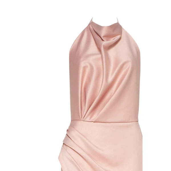 Pink Mock neck sleeveless high slit dress - Image 7