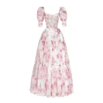 Milla Pink Peony Feminine voluminous sheer sleeves dress Milla dress