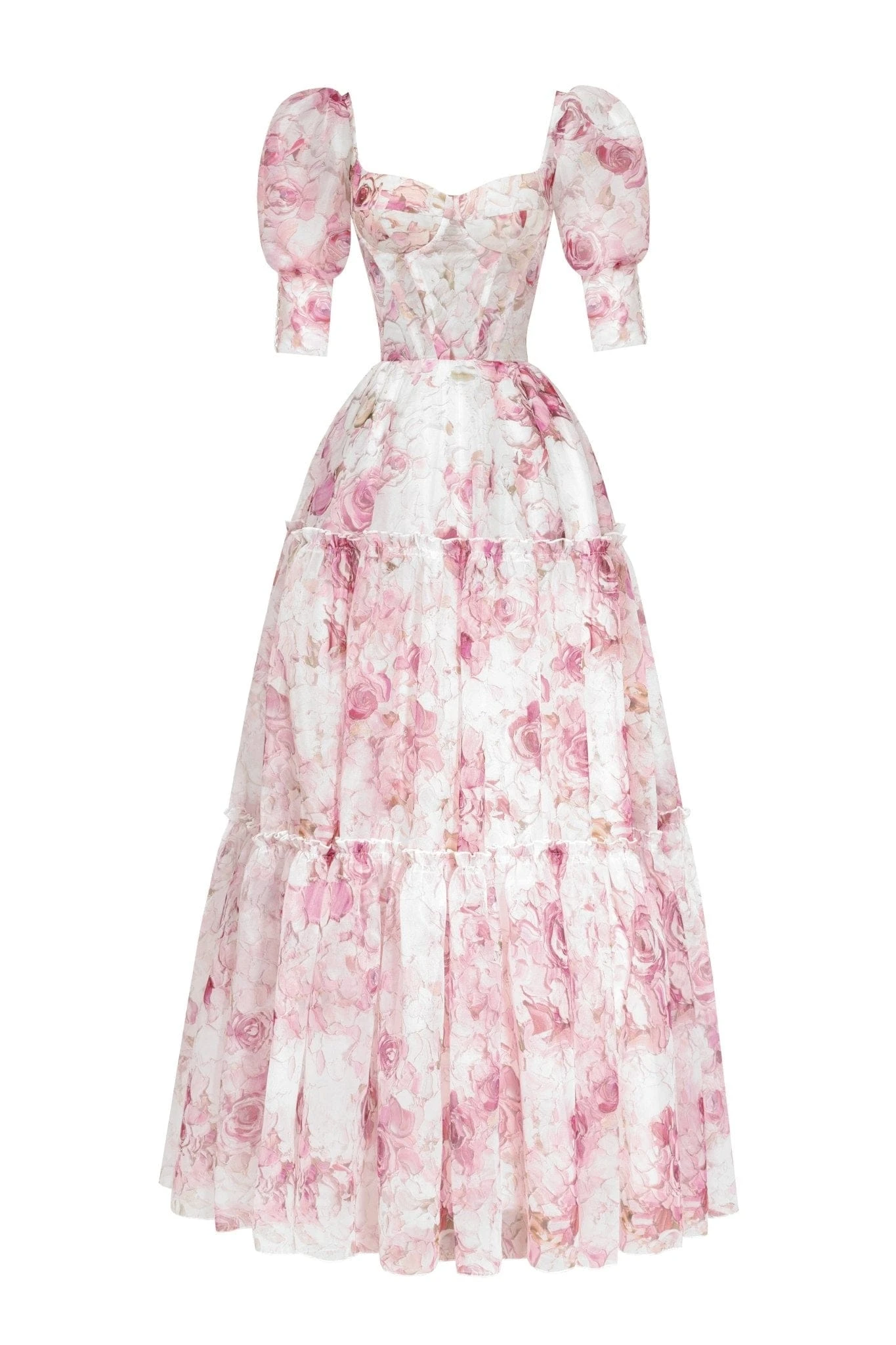Milla Pink Peony Feminine voluminous sheer sleeves dress Milla dress