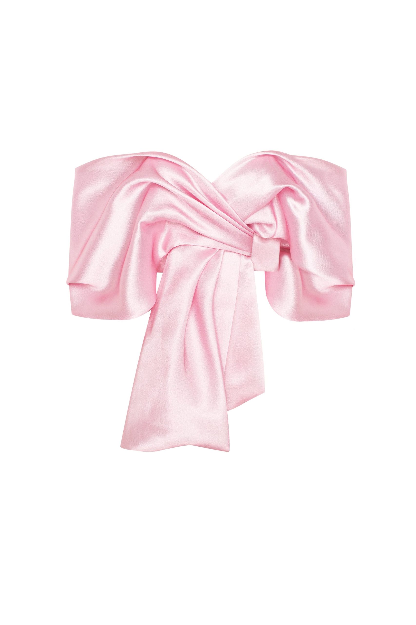 Milla Pink organza off-shoulder blouse with meringue flounces, Xo Xo