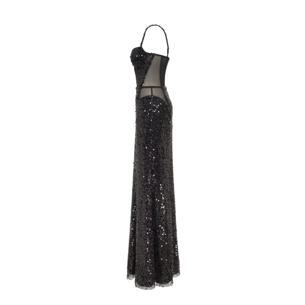 Sensational black maxi on spaghetti straps covered in sequins - Image 7