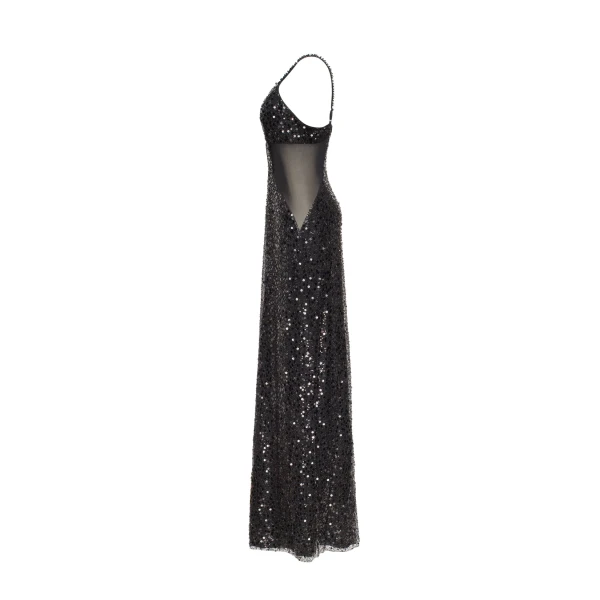 Sexy spaghetti straps black maxi covered in sequins - Image 7