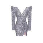 Milla Silver metallic long-sleeve sequined mini dress Milla dress