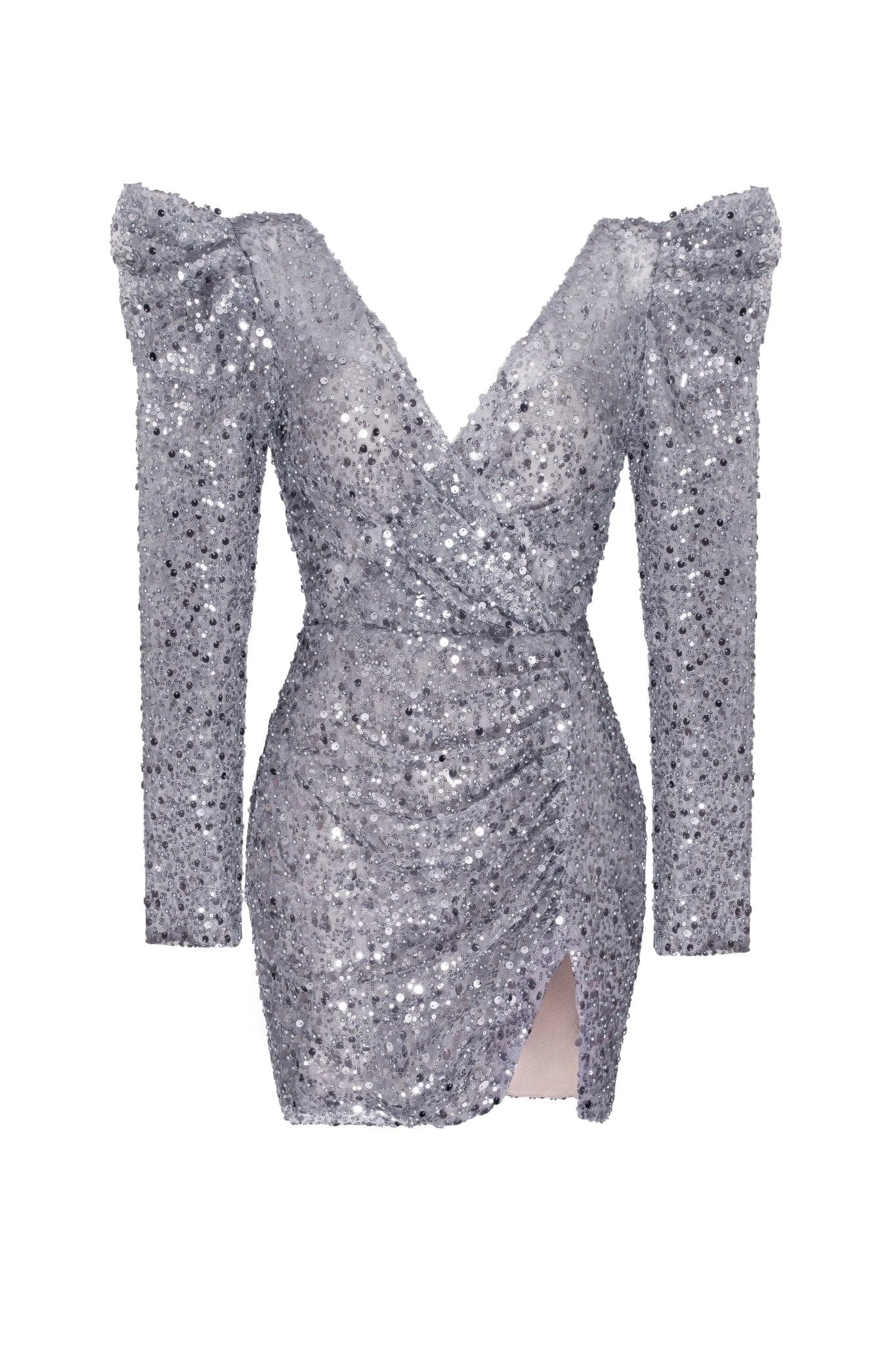 Milla Silver metallic long-sleeve sequined mini dress Milla dress