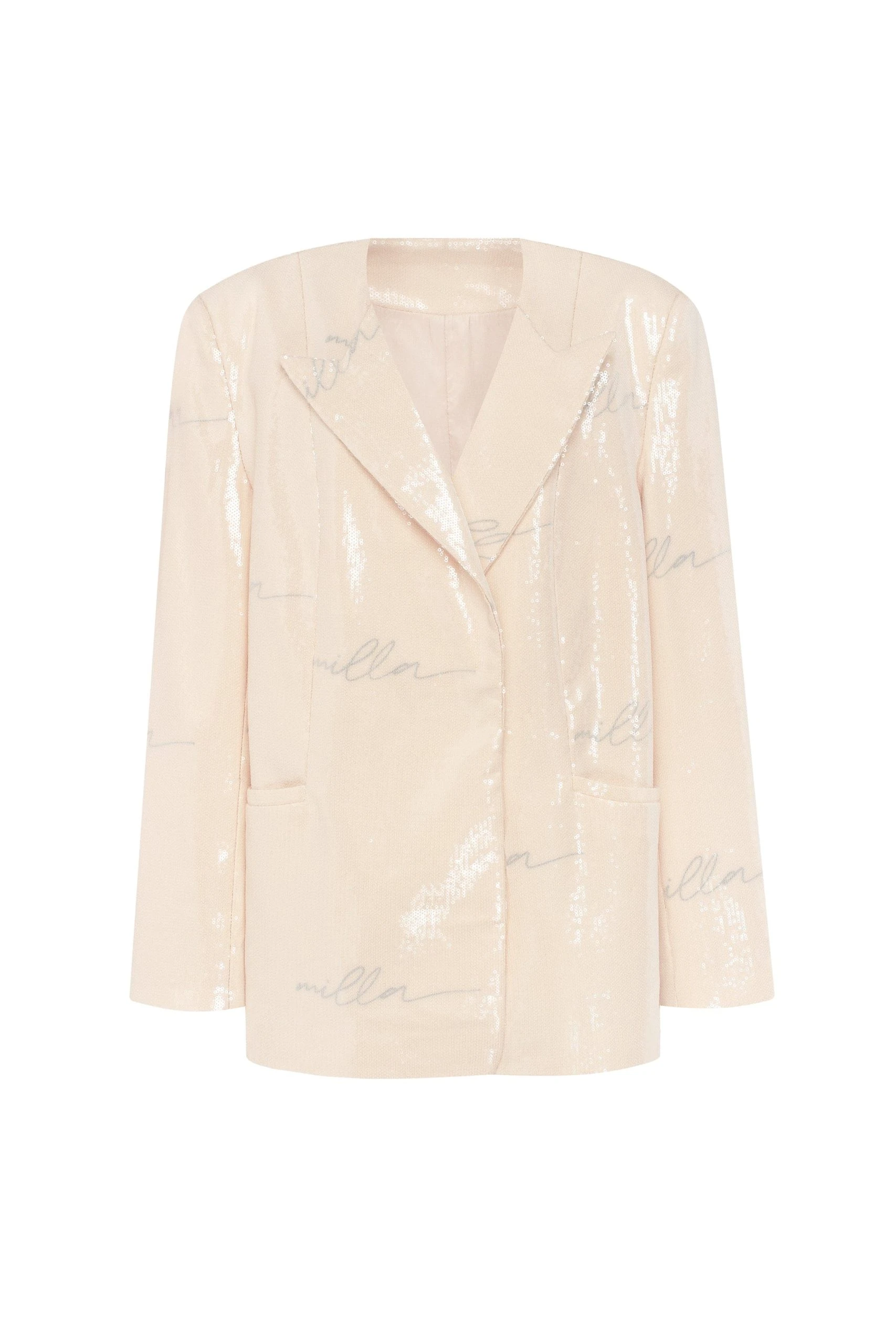Milla Sparkling beige blazer with Milla's signature Milla dress