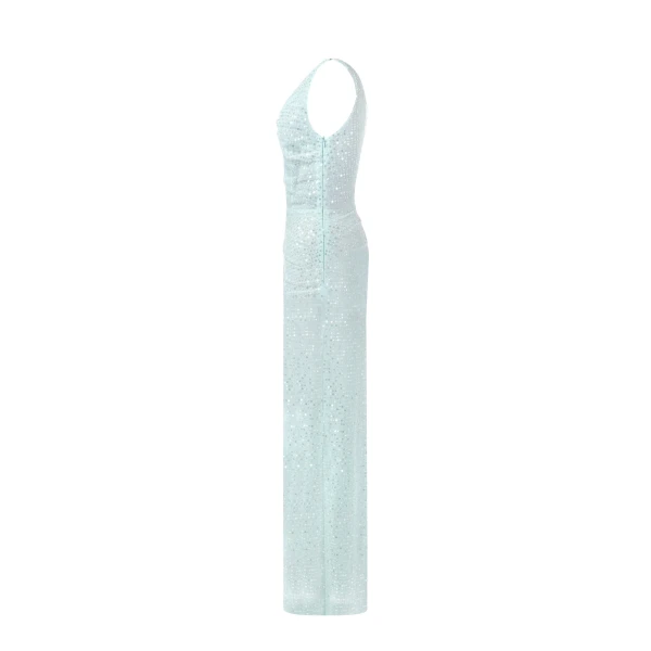 Striking sequined maxi dress in mint green - Image 7
