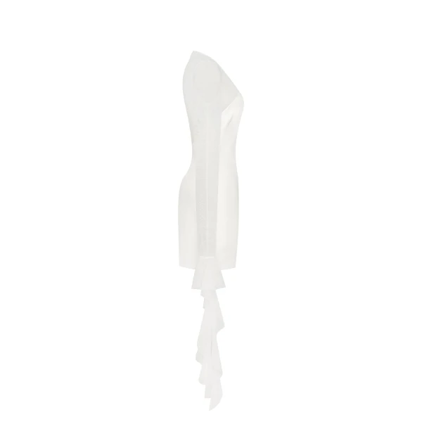 Stunning one-shoulder mini dress with sheer inserts in white, Xo Xo - Image 7