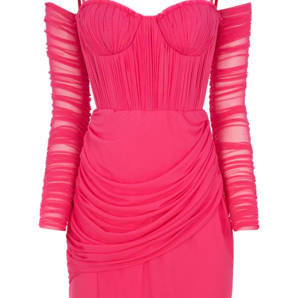 Vibrant pink bustier maxi dress - Image 7